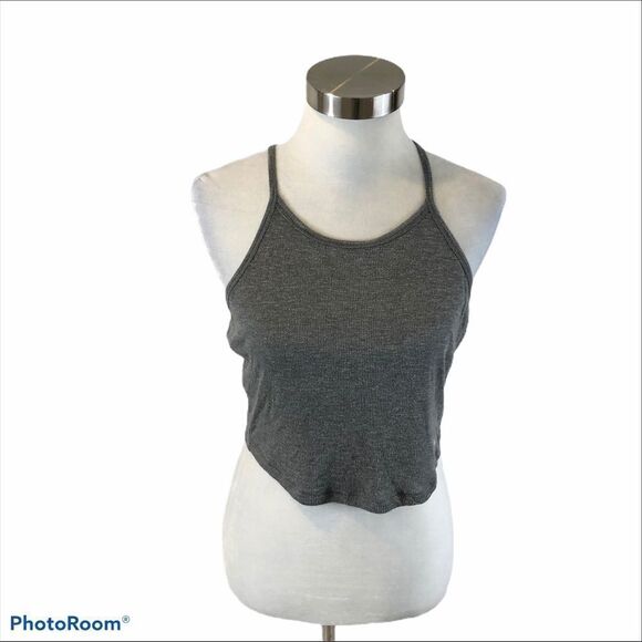 A&F Cropped Grey Tank Top With Lace‎ Back Medium - Picture 2 of 10